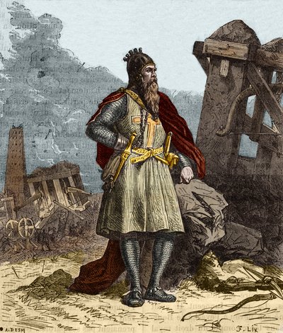 Ritratto di Federico I di Hohenstaufen detto Federico Barbarossa (1122-1190), imperatore romano germanico. Incisione del XIX secolo da Anonymous Anonymous
