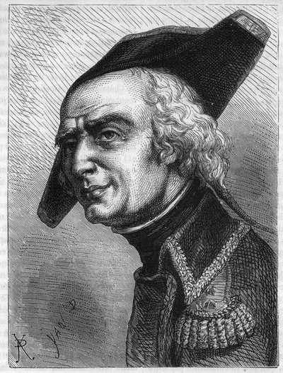 Ritratto del Generale Luc Simeon Auguste Dagobert (1736-1794). Incisione del 1866 in "Histoire de la Revolution francaise" di Adolphe Thiers. Collezione privata da Anonymous Anonymous