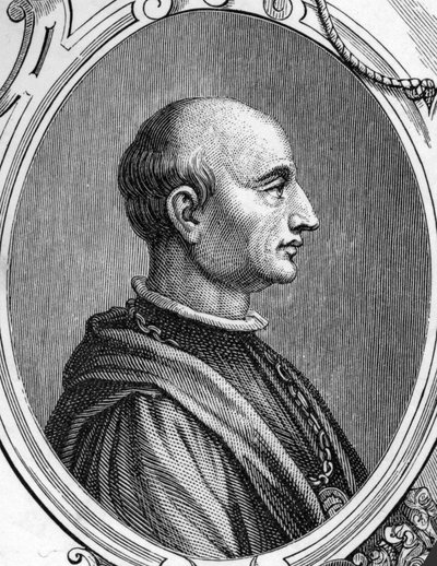 Ritratto di Gentile Bellini (1429-1507), pittore italiano. Incisione del 1859 in 