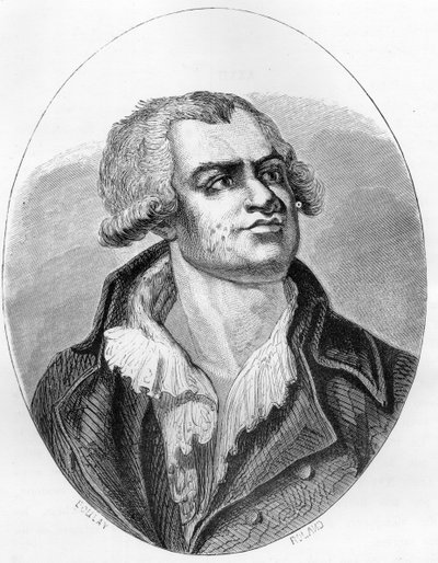 Ritratto di Georges Danton (1759-1794) oratore e politico - Incisione del 1863 in "Il Libro Rosso - Storia del Patibolo in Francia" di Dupray de La Maherie. Collezione privata. da Anonymous Anonymous
