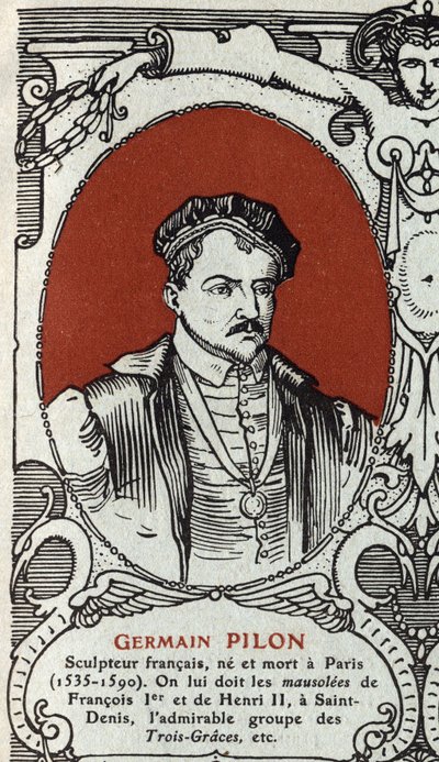 Ritratto di Germain Pilon (1535-1590), scultore francese. Incisione del 1914. Collezione privata. da Anonymous Anonymous