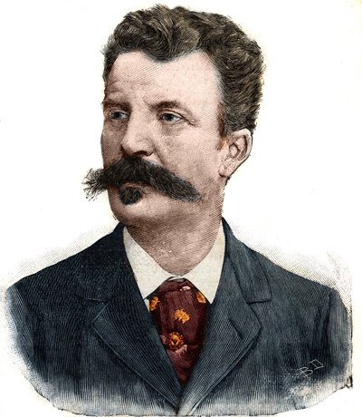 Ritratto di Guy de Maupassant (1850-1893) scrittore francese. Incisione in 