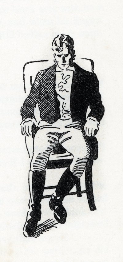 Ritratto di Heathcliff, personaggio del romanzo "Cime tempestose" di Emily Bronte (1818-1848) (disegno) da Anonymous Anonymous