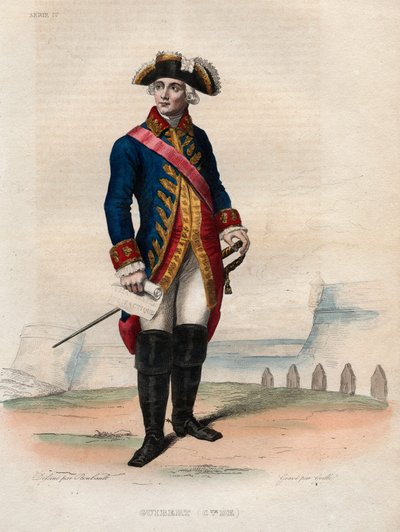 Ritratto di Jacques Antoine Hippolyte, Conte di Guibert (1743-1790), generale francese e scrittore militare - Illustrazione da 