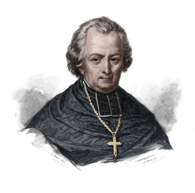 Ritratto di Jean Lefebvre de Cheverus (1768-1836) cardinale francese, arcivescovo di Bordeaux in "Portraits et histoire des hommes utiles: hommes et femmes de tous pays et di tutte le condizioni, che hanno acquisito diritti alla riconoscenza degli uomini"  da Anonymous Anonymous