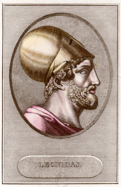Ritratto di Leonida I, Re di Sparta dal 491 a.C. al 480 a.C. - Incisione. Collezione privata da Anonymous Anonymous
