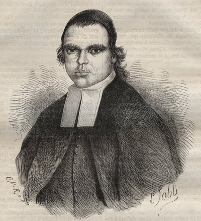 Ritratto di Louis Bonafous, in religione Frere Leotade, accusato di stupro e omicidio. Morì al Bagne di Tolone il 27 gennaio 1850. Incisione in 