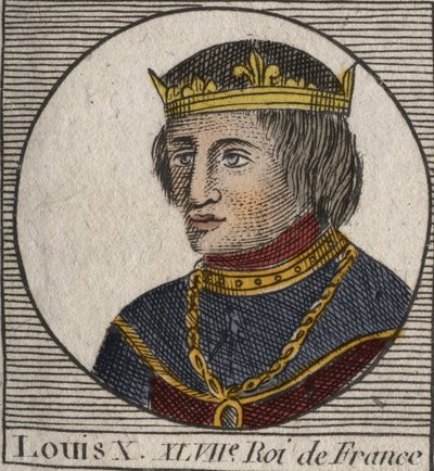 Ritratto di Luigi X il Testardo (1289 - 1316), re di Francia e Navarra - incisione da 