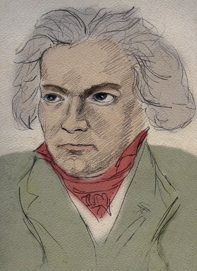 Ritratto di Ludwig van Beethoven (1770-1827) compositore tedesco - disegno anonimo dell
