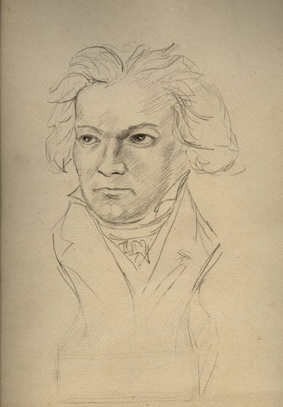 Ritratto di Ludwig van Beethoven (1770-1827) compositore tedesco - disegno anonimo dell