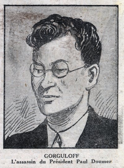 Ritratto di Paul Gorgulov o Gorguloff (1895-1932), assassino del presidente francese Paul Doumer (1857-1932). Incisione in "L