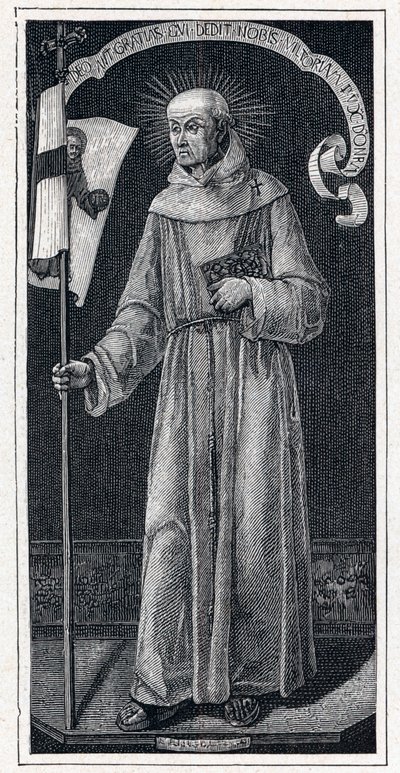 Ritratto di San Giovanni da Capestrano, francescano italiano. Dal dipinto del XV secolo di Bartolomeo Vivarini. Incisione in 