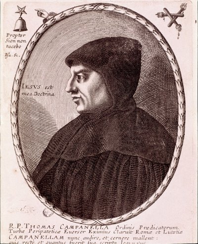 Ritratto di Tommaso Campanella, monaco domenicano e filosofo. Incisione. da Anonymous Anonymous