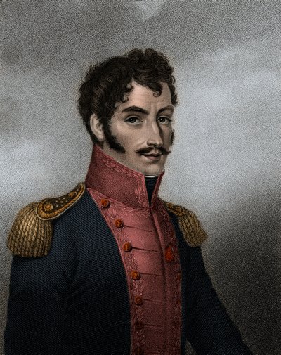 Ritratto del politico e militare venezuelano Simon Bolivar (1783-1830) presidente di Colombia e Perù da Anonymous Anonymous
