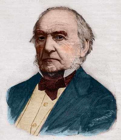 Ritratto di William Ewart Gladstone (1809-1898), Primo Ministro e politico britannico. Incisione in "Le petit Parisien" del 1891. Collezione privata da Anonymous Anonymous