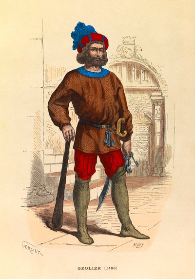 Ritratto di un carceriere a Parigi nel 1490, incisione - collezione privata da Anonymous Anonymous