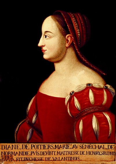 Ritratto della Duchessa di Valentinois Diana de Poitiers (1499-1566), favorita del Re Enrico II di Francia da Anonymous Anonymous