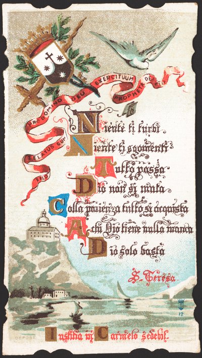 Preghiera rivolta a Santa Teresa. Immagine pia. Cartolina. Inizio del XX secolo. Collezione privata da Anonymous Anonymous