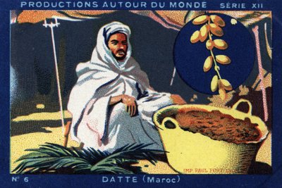 Produzioni nel mondo: Datteri in Marocco. Cromolitografia del 1933 in "Album Joseph-Milliat". da Anonymous Anonymous