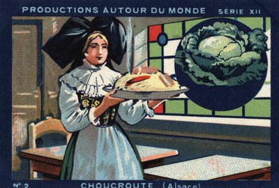 Produzioni nel mondo: crauti in Alsazia. Cromolitografia del 1933 in 
