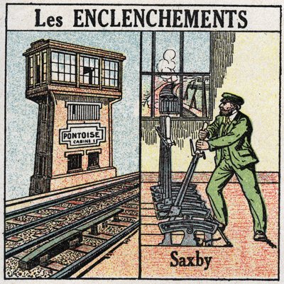 Ferrovie: interblocco. Una stazione ferroviaria con leve individuali Saxby. da Anonymous Anonymous