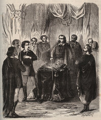 Ricevimento di un Illuminato (società segreta) - Illuminati di Baviera (der Illuminatenorden) - Incisione del 1879 in "Histoire des societes secretes, politiques et religieuses" di Pierre Zaccone (1817-1895) da Anonymous Anonymous