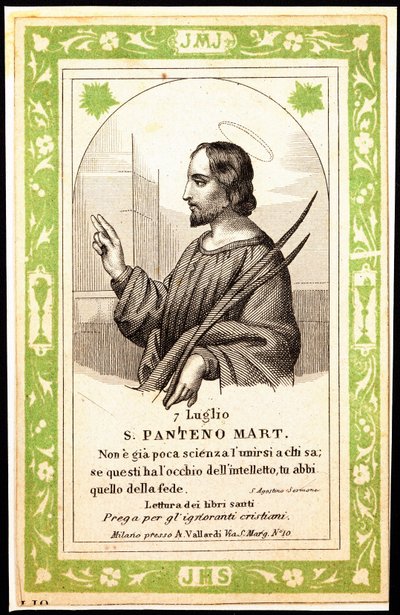 Rappresentazione di San Panteno di Alessandria Immagine pia. Cartolina. Inizio del XX secolo. Collezione privata da Anonymous Anonymous