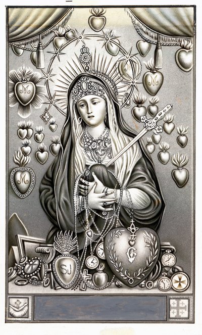 Rappresentazione della Vergine del Dolore, Mater Dolorosa. Immagine pia. Inizio del XX secolo. Collezione privata da Anonymous Anonymous