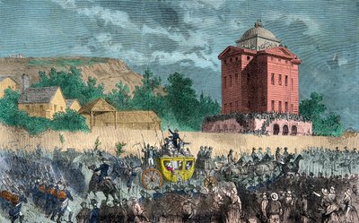 Ritorno da Varennes, la famiglia reale riportata a Parigi il 25 giugno 1791, Incisione, Collezione privata da Anonymous Anonymous