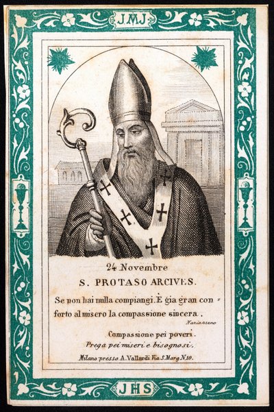 San Protasio, vescovo di Milano Immagine pia. Cartolina. Inizio del XX secolo. Collezione privata da Anonymous Anonymous