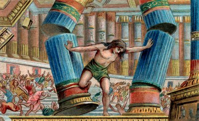 Sansone abbatte il Tempio di Dagon - Cromolitografia - Collezione privata da Anonymous Anonymous