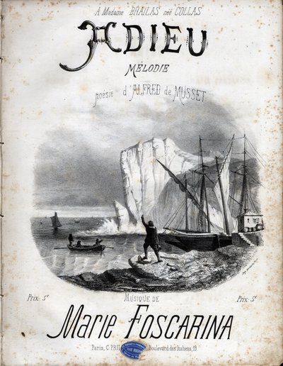 Partitura della melodia “Addio” di Marie Foscarina dopo la poesia di Alfred de Musset. Collezione privata. da Anonymous Anonymous