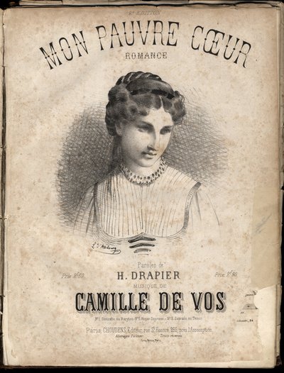 Spartito per "Mon pauvre cœur" testi di H. Drapier musica di Camille de Vos. Collezione privata da Anonymous Anonymous