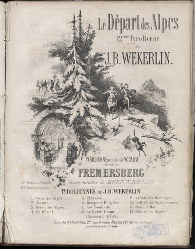 Spartito di "Le départ des Alpes" 12ª zip line di Jean-Baptiste Théodore Weckerlin. Collezione privata da Anonymous Anonymous