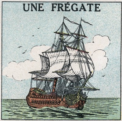 Navi e navi: una fregata. Illustrazione anonima del 1925. Collezione privata da Anonymous Anonymous