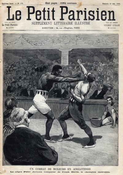 Sport, Boxe: Un incontro di boxe in Inghilterra tra Peter Jackson e il campione australiano Frank Slavin. da Anonymous Anonymous