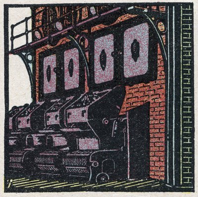 Generatori di vapore: batteria di caldaie. Illustrazione anonima del 1925. Collezione privata. da Anonymous Anonymous