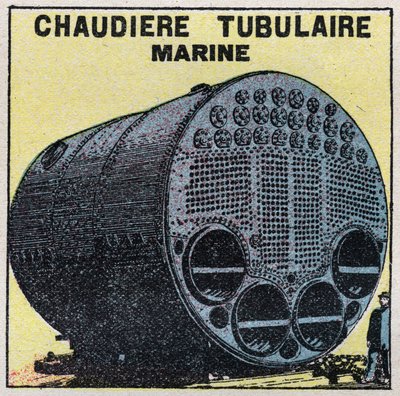 Generatori di vapore: caldaia tubolare marina. Illustrazione anonima del 1925. Collezione privata. da Anonymous Anonymous