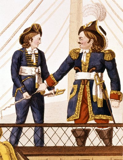 Surcouf a bordo della sua barca Emile. Incisione popolare, inizio XIX secolo, Parigi. da Anonymous Anonymous