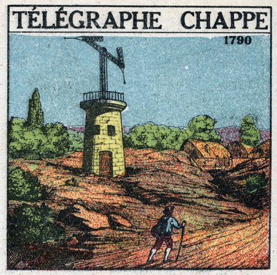 Telegrafo: telegrafo di Claude Chappe (1765-1805) nel 1790. Illustrazione anonima del 1925. Collezione privata. da Anonymous Anonymous