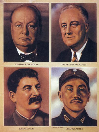 I leader alleati della Seconda Guerra Mondiale - Winston Churchill, Franklin Delano Roosevelt, Joseph Stalin e Chiang Kai Shek - 1943 da Anonymous Anonymous