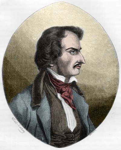 Il poeta e assassino francese, Pierre Francois Lacenaire - Pierre Francois Lacenaire (1803-1836), dandy, poeta, uomo di lettere francese - Incisione del 1863 in "Le Livre Rouge - Histoire De L