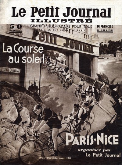 La corsa ciclistica Parigi-Nizza organizzata dal piccolo giornale. Copertina di "Le petit journal illustré" del 31/03/1935. Collezione privata da Anonymous Anonymous