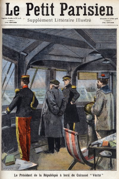 Il Presidente della Repubblica Armand Fallieres (1841-1931) a bordo della corazzata 