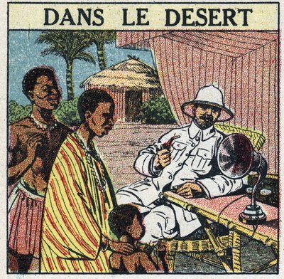 La T.S.F. utilizzata nel deserto in Africa. Illustrazione anonima del 1925. Collezione privata. da Anonymous Anonymous