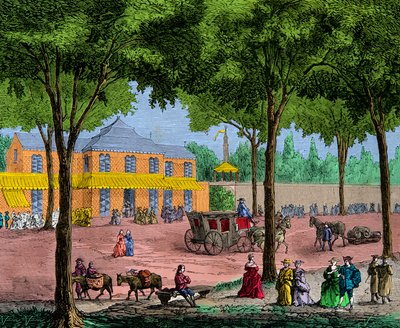 Il caffè turco sul Boulevard du Temple a Parigi nel 1780. Incisione. Collezione privata da Anonymous Anonymous