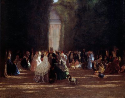 Il vicolo del volantino alle Tuileries sotto il secondo impero. Dipinto anonimo da Anonymous Anonymous