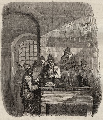 La mensa del Bagne di Brest nel XIX secolo. Incisione in "Histoire des bagnes depuis leur création à nos jours" (1877) di Pierre Zaccone (1817-1895). Collezione privata. da Anonymous Anonymous
