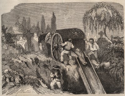 Il cimitero del bagne di Brest nel XIX secolo. Incisione in "Histoire des bagnes depuis leur création à nos jours" (1877) di Pierre Zaccone (1817-1895) (Colonia Penale). Collezione privata da Anonymous Anonymous