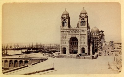 La città di Marsiglia e i suoi dintorni intorno al 1885-1890: la cattedrale in costruzione, Collezione Privata da Anonymous Anonymous